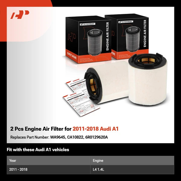 2 Pcs Engine Air Filter for 2011-2018 Audi A1