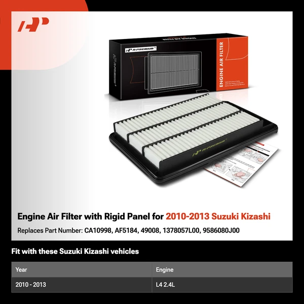 Engine Air Filter with Rigid Panel for 2010-2013 Suzuki Kizashi