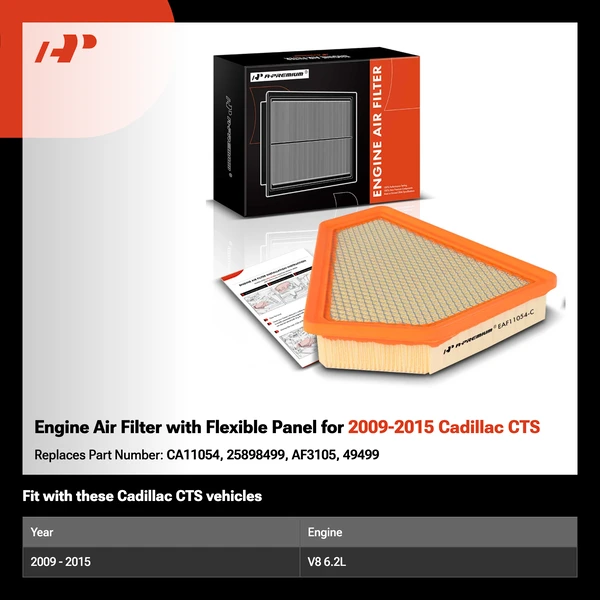 Engine Air Filter with Flexible Panel for 2009-2015 Cadillac CTS