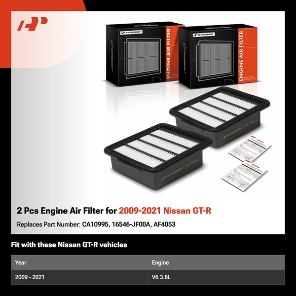 2 Pcs Engine Air Filter for 2009-2021 Nissan GT-R