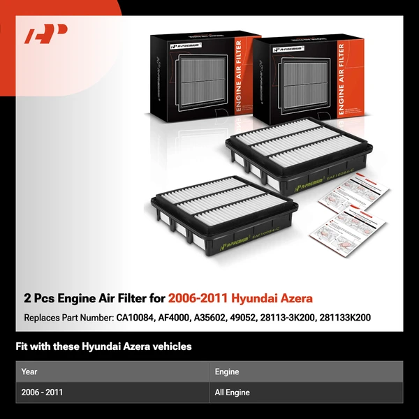 2 Pcs Engine Air Filter for 2006-2011 Hyundai Azera