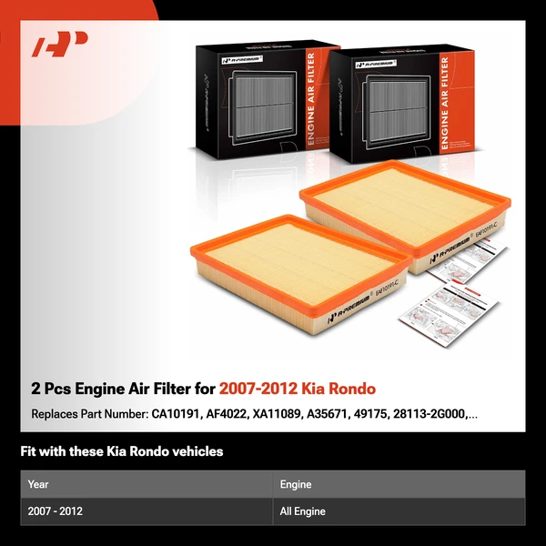 2 Pcs Engine Air Filter for 2007-2012 Kia Rondo