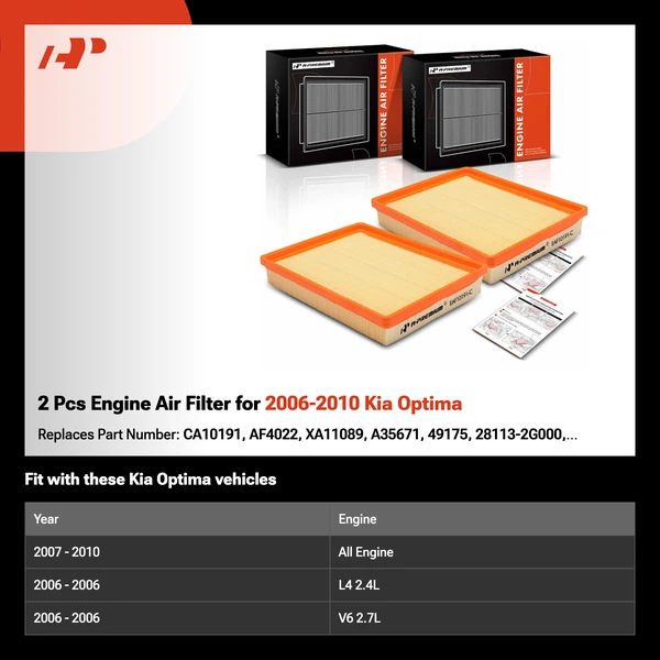 2 Pcs Engine Air Filter for 2006-2010 Kia Optima