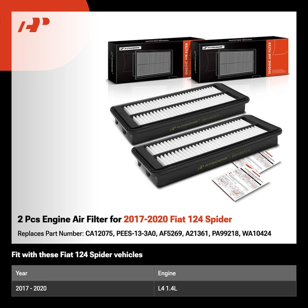 2 Pcs Engine Air Filter for 2017-2020 Fiat 124 Spider