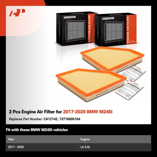 2 Pcs Engine Air Filter for 2017-2020 BMW M240i
