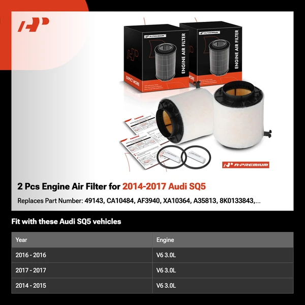 2 Pcs Engine Air Filter for 2014-2017 Audi SQ5