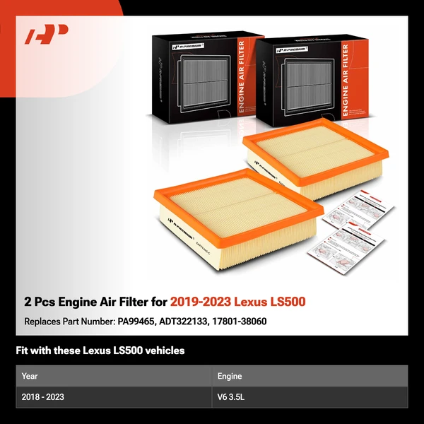 2 Pcs Engine Air Filter for 2019-2023 Lexus LS500