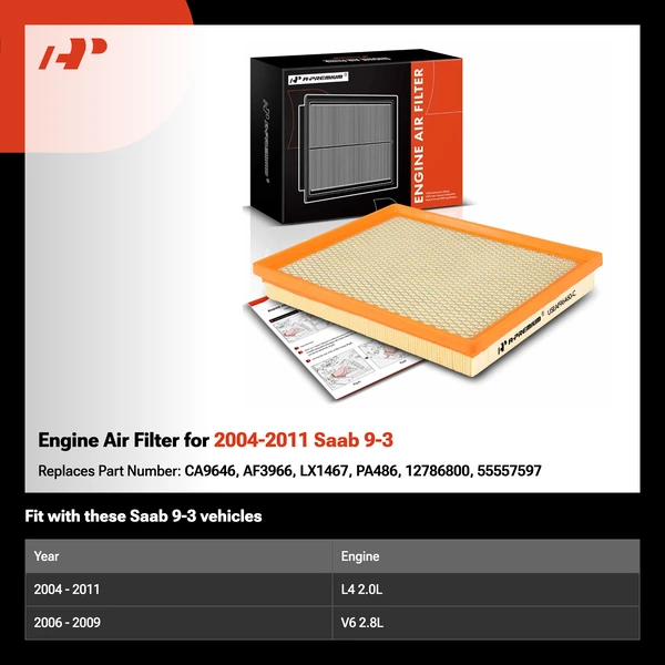 Engine Air Filter for 2004-2011 Saab 9-3