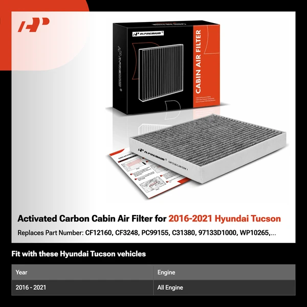 Activated Carbon Cabin Air Filter for 2016-2021 Hyundai Tucson