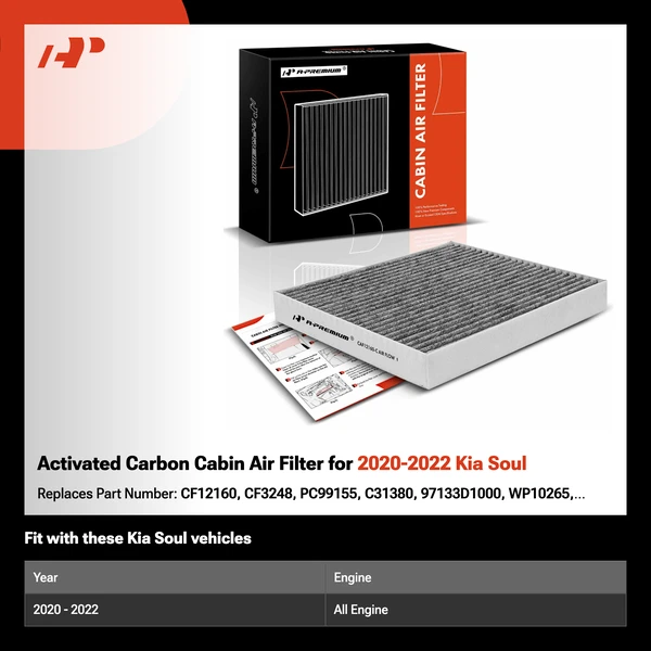 Activated Carbon Cabin Air Filter for 2020-2022 Kia Soul