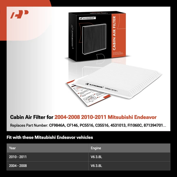 Cabin Air Filter for 2004-2008 2010-2011 Mitsubishi Endeavor
