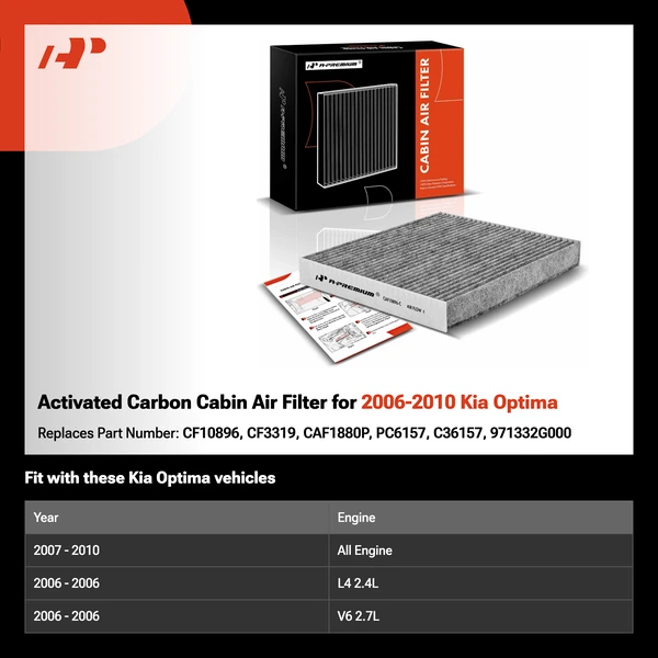 Activated Carbon Cabin Air Filter for 2006-2010 Kia Optima