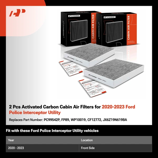 2 Pcs Activated Carbon Cabin Air Filters for 2020-2023 Ford Police Interceptor Utility