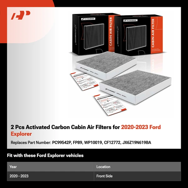 2 Pcs Activated Carbon Cabin Air Filters for 2020-2023 Ford Explorer