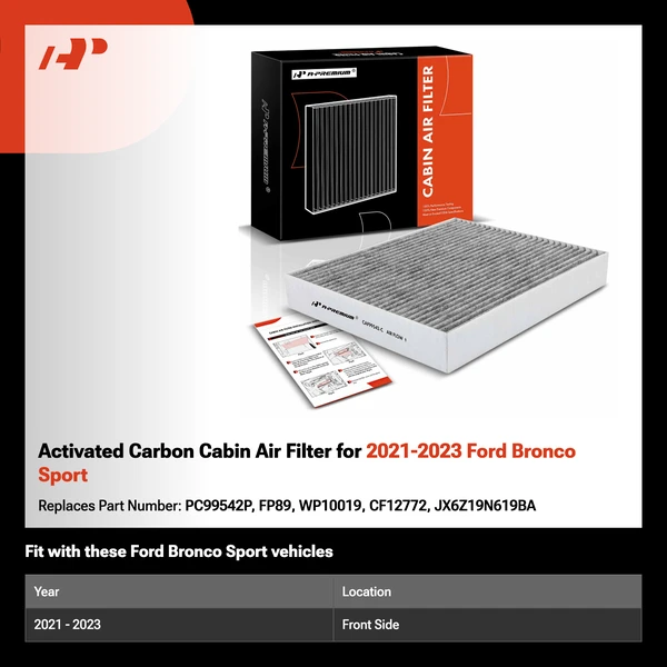 Activated Carbon Cabin Air Filter for 2021-2023 Ford Bronco Sport