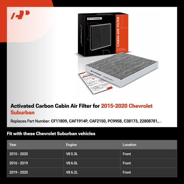 Activated Carbon Cabin Air Filter for 2015-2020 Chevrolet Suburban