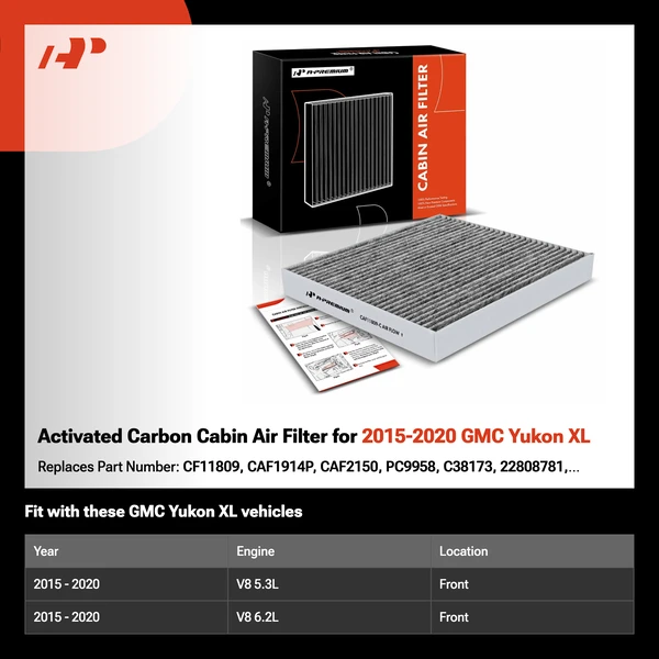 Activated Carbon Cabin Air Filter for 2015-2020 GMC Yukon XL