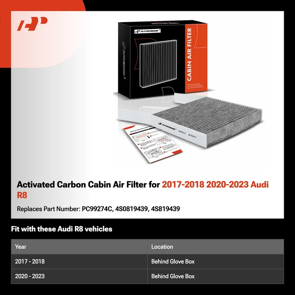 Activated Carbon Cabin Air Filter for 2017-2018 2020-2023 Audi R8