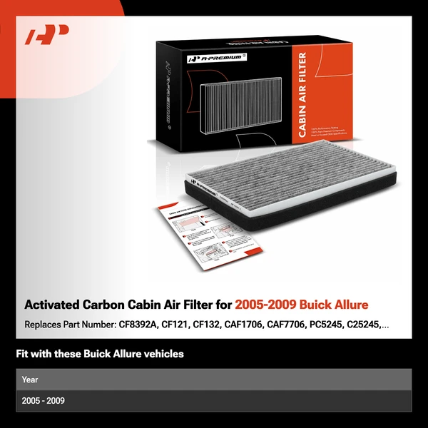 Activated Carbon Cabin Air Filter for 2005-2009 Buick Allure