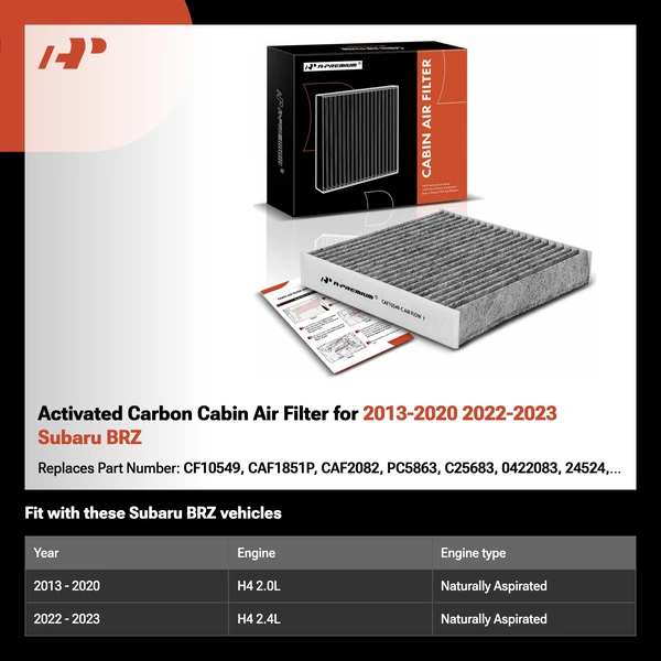 Activated Carbon Cabin Air Filter for 2013-2020 2022-2023 Subaru BRZ