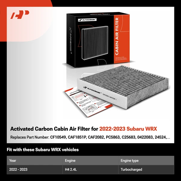 Activated Carbon Cabin Air Filter for 2022-2023 Subaru WRX