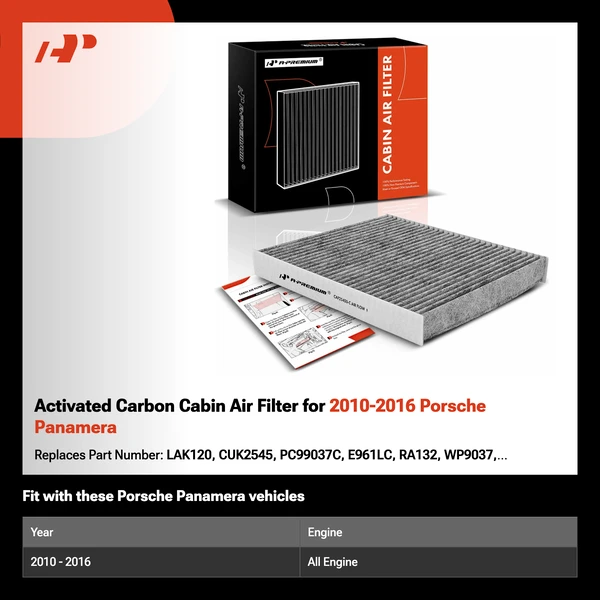 Activated Carbon Cabin Air Filter for 2010-2016 Porsche Panamera