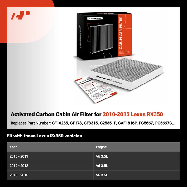 Activated Carbon Cabin Air Filter for 2010-2015 Lexus RX350