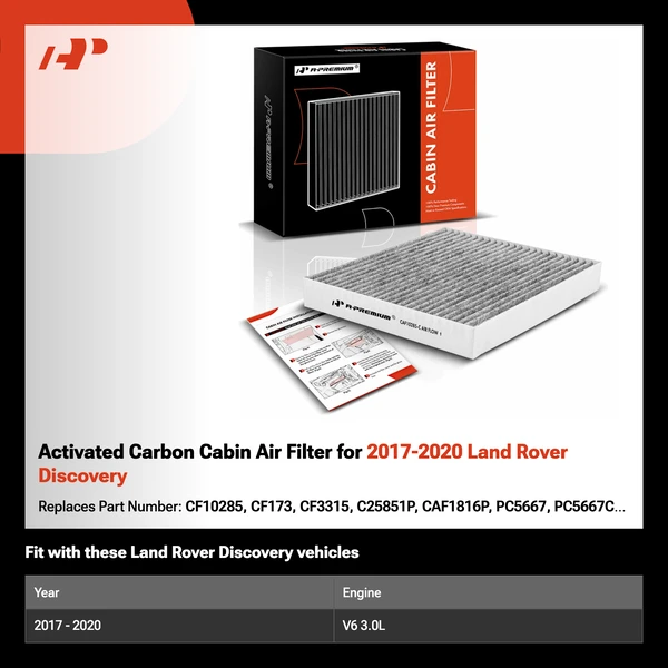 Activated Carbon Cabin Air Filter for 2017-2020 Land Rover Discovery