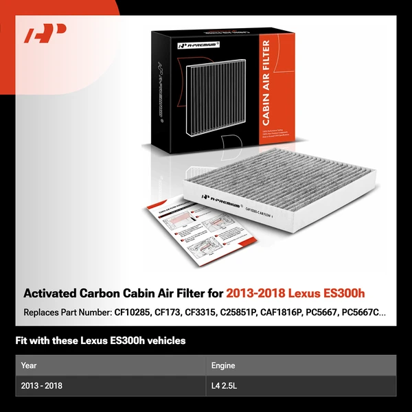 Activated Carbon Cabin Air Filter for 2013-2018 Lexus ES300h