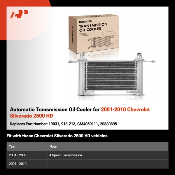 Automatic Transmission Oil Cooler for 2001-2010 Chevrolet Silverado 2500 HD