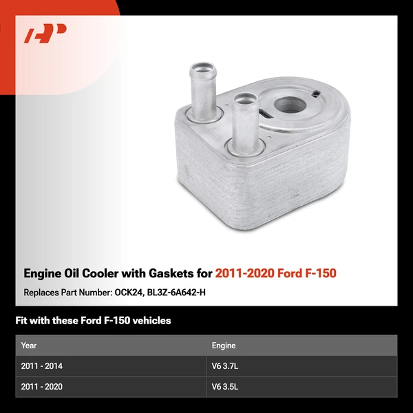 Engine Oil Cooler with Gaskets for 2011-2020 Ford F-150