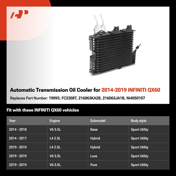 Automatic Transmission Oil Cooler for 2014-2019 INFINITI QX60