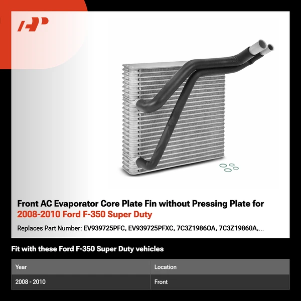Front AC Evaporator Core Plate Fin without Pressing Plate for 2008-2010 Ford F-350 Super Duty