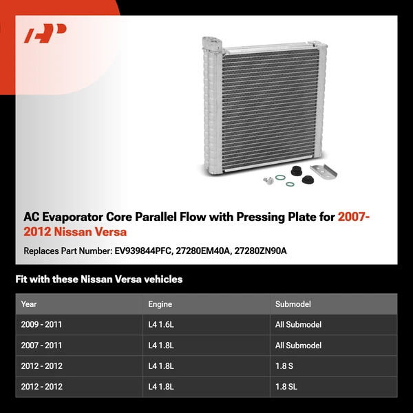 AC Evaporator Core Parallel Flow with Pressing Plate for 2007-2012 Nissan Versa