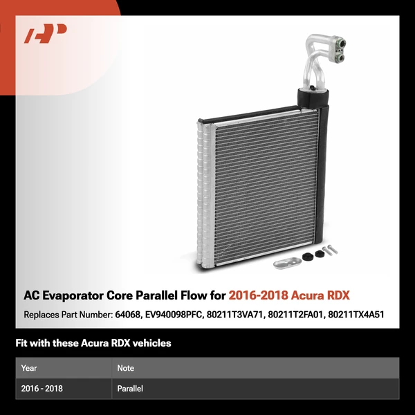 AC Evaporator Core Parallel Flow for 2016-2018 Acura RDX