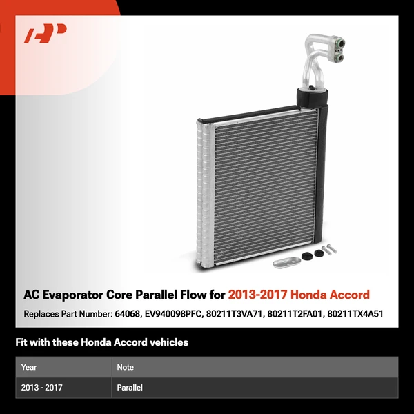 AC Evaporator Core Parallel Flow for 2013-2017 Honda Accord