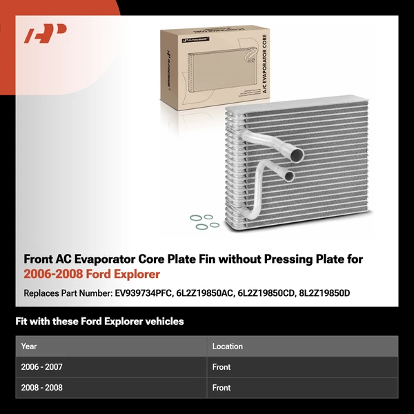 Front AC Evaporator Core Plate Fin without Pressing Plate for 2006-2008 Ford Explorer