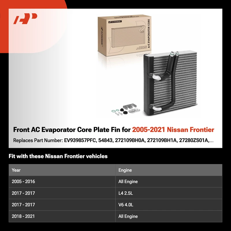 Front AC Evaporator Core Plate Fin for 2005-2021 Nissan Frontier