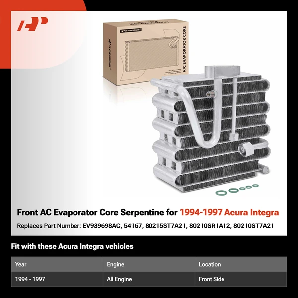 Front AC Evaporator Core Serpentine for 1994-1997 Acura Integra