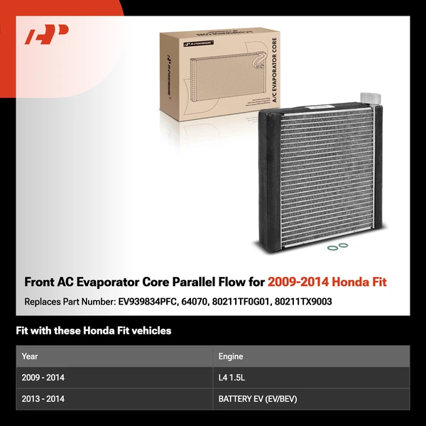 Front AC Evaporator Core Parallel Flow for 2009-2014 Honda Fit