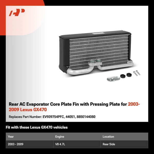 Rear AC Evaporator Core Plate Fin with Pressing Plate for 2003-2009 Lexus GX470