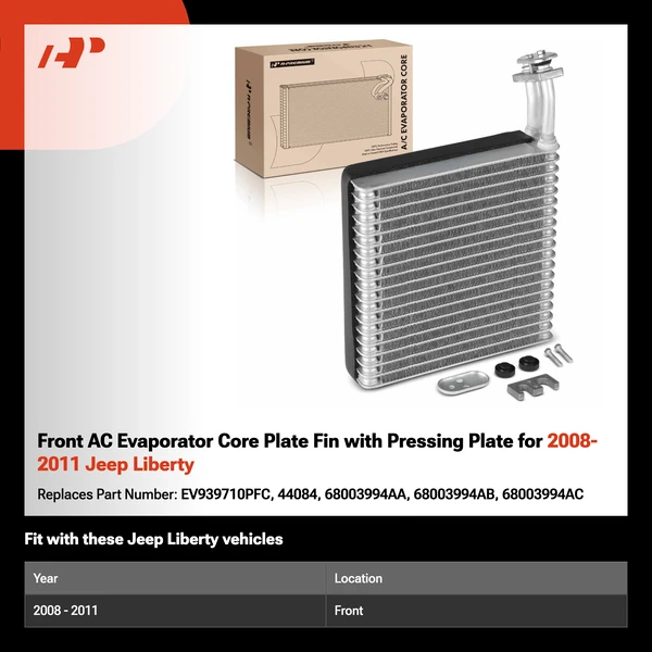 Front AC Evaporator Core Plate Fin with Pressing Plate for 2008-2011 Jeep Liberty