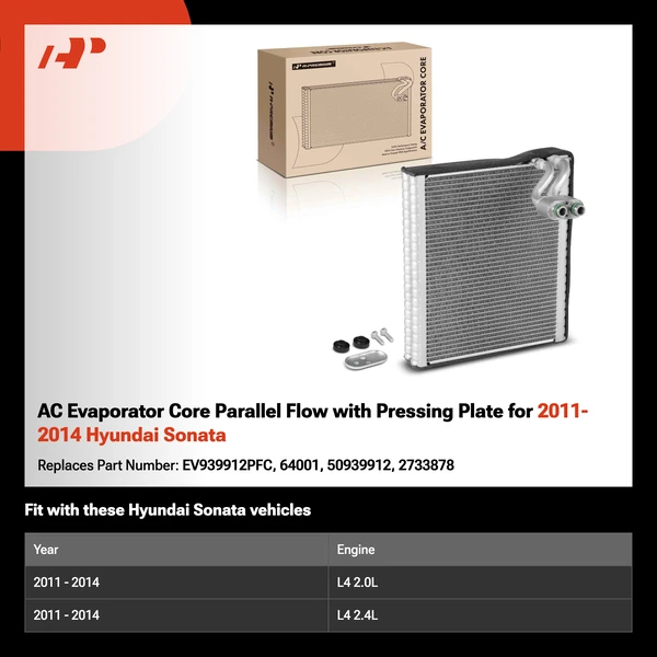 AC Evaporator Core Parallel Flow with Pressing Plate for 2011-2014 Hyundai Sonata
