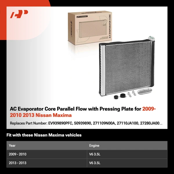 AC Evaporator Core Parallel Flow with Pressing Plate for 2009-2010 2013 Nissan Maxima