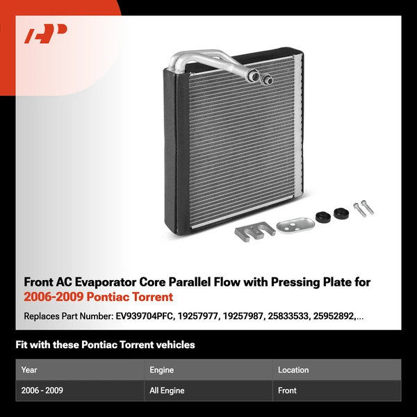 Front AC Evaporator Core Parallel Flow with Pressing Plate for 2006-2009 Pontiac Torrent