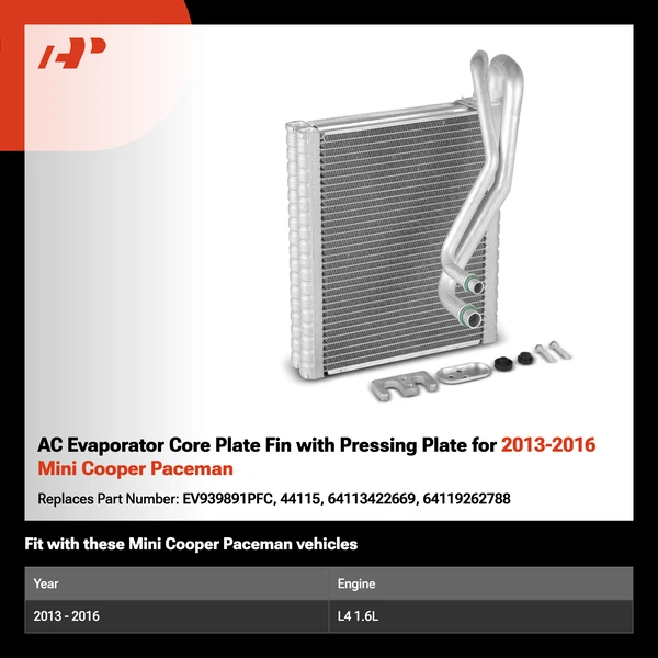 AC Evaporator Core Plate Fin with Pressing Plate for 2013-2016 Mini Cooper Paceman