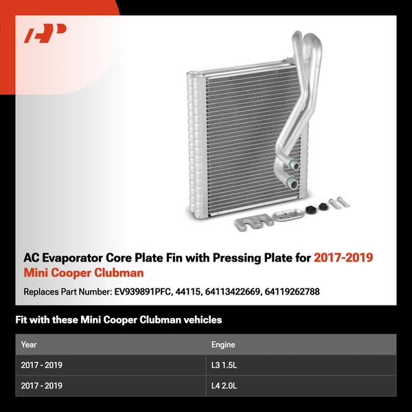 AC Evaporator Core Plate Fin with Pressing Plate for 2017-2019 Mini Cooper Clubman