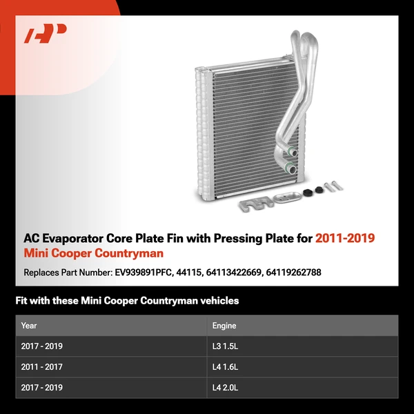 AC Evaporator Core Plate Fin with Pressing Plate for 2011-2019 Mini Cooper Countryman