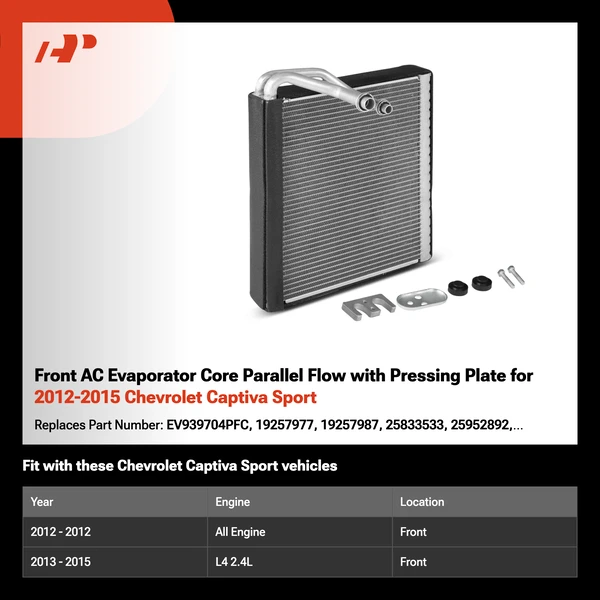 Front AC Evaporator Core Parallel Flow with Pressing Plate for 2012-2015 Chevrolet Captiva Sport
