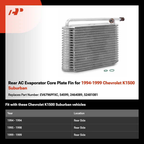 Rear AC Evaporator Core Plate Fin for 1994-1999 Chevrolet K1500 Suburban